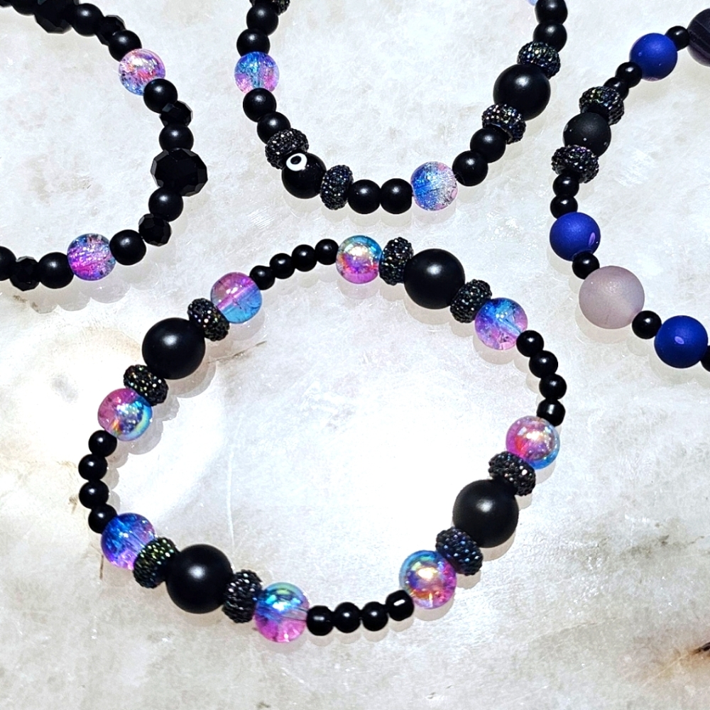 TMD - Set of 4 Gemstone & Bead Bracelets – Vibrant, Handcrafted, Unisex, Sz Med